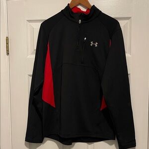 Under Armour Black and Red Quarter-Zip Pullover Large
